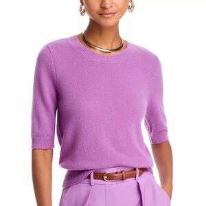 Veronica Beard Shana Sweater 100% Cashmere Short-Sleeve Women’s XL Purple